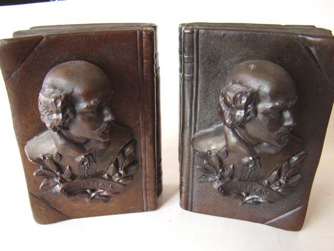 A pair of Antique Bookends with a bust of Shakespeare by NUART circa 1930